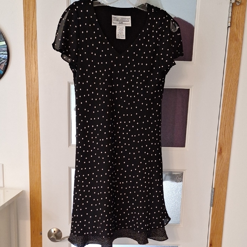 Jessica Howard Black Dress with White Dots